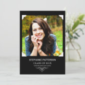 Klassieke Elegant Photo Afstuderen Invitation Blac Kaart (Staand voorkant)