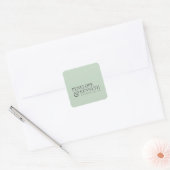 Klassieke Elegant Pistachio Custom Wedding Names Vierkante Sticker (Envelop)