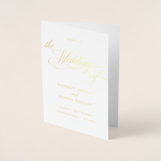 Klassieke Elegant Real Folie Wedding Program Bookl Folie Kaarten (Voorkant)