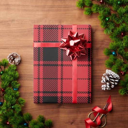 Klassieke Elegant Red en Black Pset Tartan Holiday Cadeaupapier (Feestdagen Geschenken)