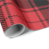 Klassieke Elegant Red en Black Pset Tartan Holiday Cadeaupapier (Rol Hoek)