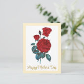 Klassieke Elegant  Red Roses Moederdag Briefkaart (Staand voorkant)