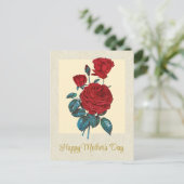 Klassieke Elegant Red Roses Moederdag Briefkaart (Staand voorkant)