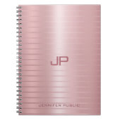 Klassieke Elegant Roos Gold Monogram Sjabloon Notitieboek (Voorkant)