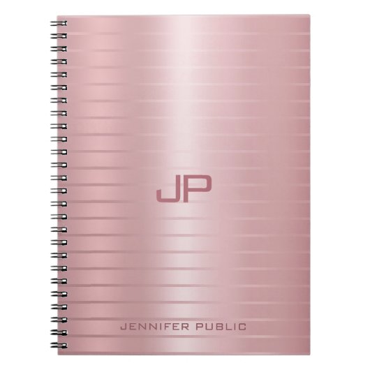 Klassieke Elegant Roos Gold Monogram Sjabloon Notitieboek (Voorkant)