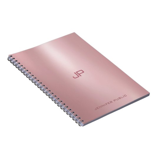 Klassieke Elegant Roos Gold Monogramed Sjabloon Notitieboek (Rechterzijde)