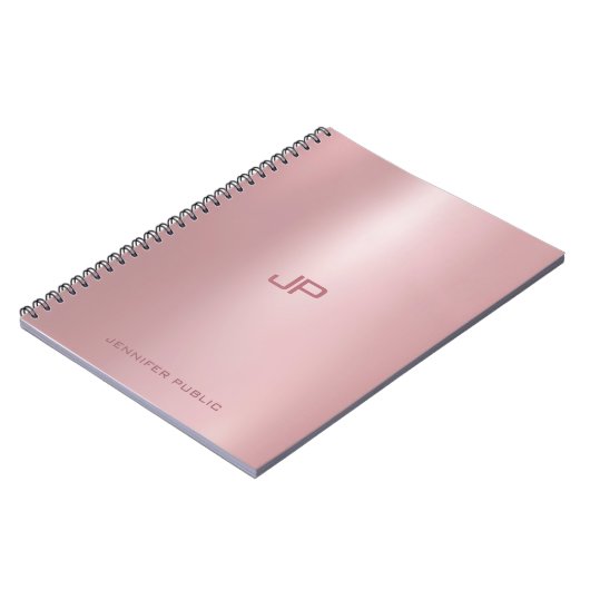 Klassieke Elegant Roos Gold Monogramed Sjabloon Notitieboek (Linkerzijde)