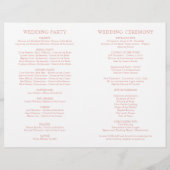 Klassieke Elegant Roos Gold Wedding Programma's (Achterkant)