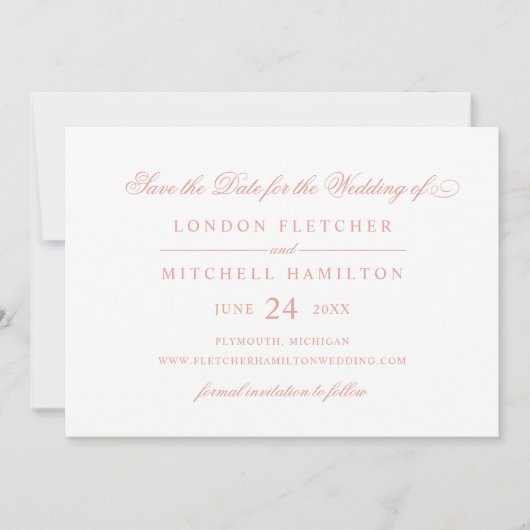 Klassieke Elegant Roos Gold Wedding Save The Date (Voorkant)