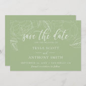 Klassieke Elegant Sage Green Script Weddenschap Save The Date (Voorkant / Achterkant)