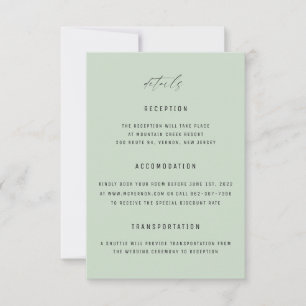 Klassieke Elegant Sage Green Wedding Enclosure Kaa Kaart