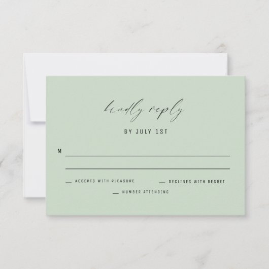 Klassieke Elegant Sage Green Wedding Reply Kaart (Voorkant)