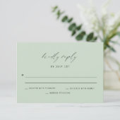 Klassieke Elegant Sage Green Wedding Reply Kaart (Staand voorkant)