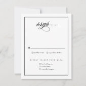 Klassieke Elegant Script Black and White Wedding RSVP Kaartje (Voorkant)