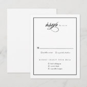 Klassieke Elegant Script Black and White Wedding RSVP Kaartje (Voorkant / Achterkant)