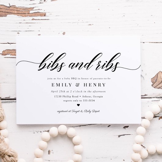Klassieke Elegant Script Couples BBQ Baby shower Kaart