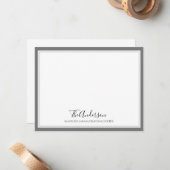 Klassieke Elegant Script Family Grey Square Border Notitiekaartje (Voorkant / Achterkant in situ)