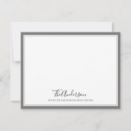 Klassieke Elegant Script Family Grey Square Border Notitiekaartje