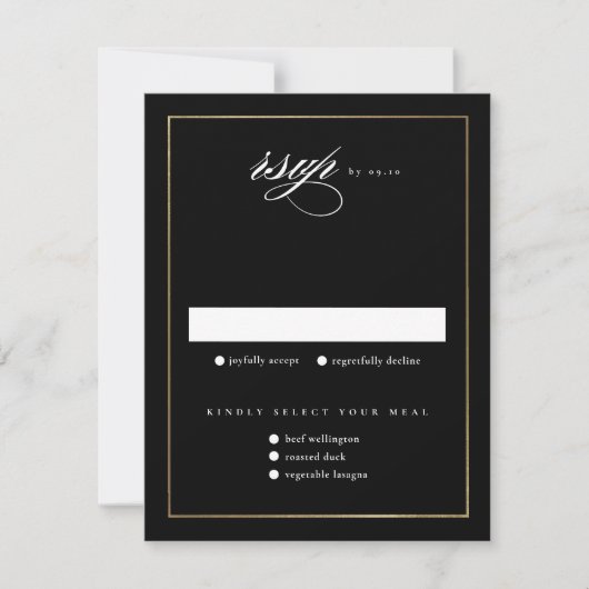 Klassieke Elegant Script Gold Wedding RSVP Kaartje (Voorkant)