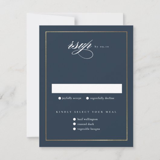 Klassieke Elegant Script Gold Wedding RSVP Kaartje (Voorkant)