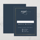 Klassieke Elegant Script Gold Wedding RSVP Kaartje (Voorkant / Achterkant)