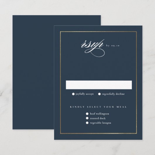 Klassieke Elegant Script Gold Wedding RSVP Kaartje (Voorkant / Achterkant)