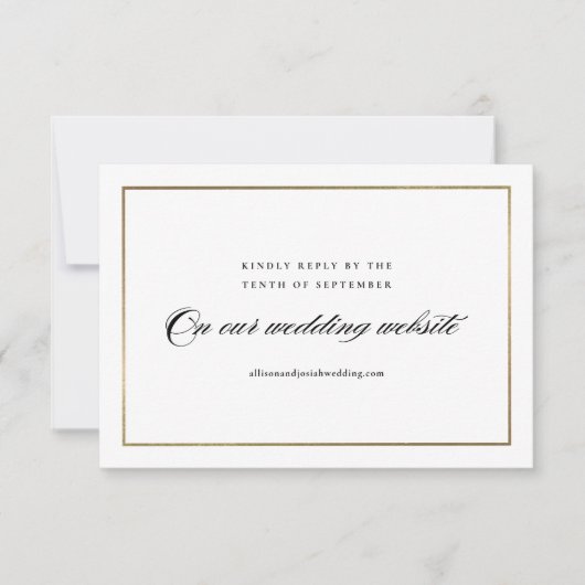 Klassieke Elegant Script Gold Wedding Website RSVP Kaartje (Voorkant)