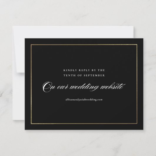 Klassieke Elegant Script Gold Wedding Website RSVP Kaartje (Voorkant)