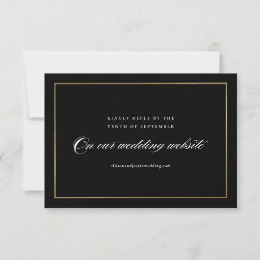 Klassieke Elegant Script Gold Wedding Website RSVP Kaartje (Voorkant)