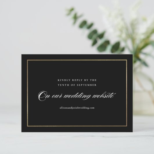 Klassieke Elegant Script Gold Wedding Website RSVP Kaartje (Staand voorkant)