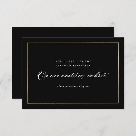 Klassieke Elegant Script Gold Wedding Website RSVP Kaartje (Voorkant / Achterkant)