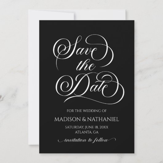 Klassieke Elegant Script Minimalistische bruiloft Save The Date (Voorkant)