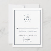 Klassieke Elegant Script Navy Blue Wedding RSVP Kaartje (Voorkant)