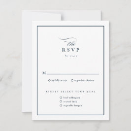 Klassieke Elegant Script Navy Blue Wedding RSVP Kaartje