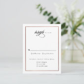 Klassieke Elegant Script Roos Gold Wedding RSVP Kaartje (Staand voorkant)