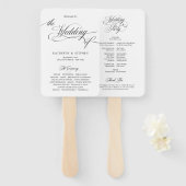 Klassieke Elegant Script Wedding Program Handfans Handwaaier (Voorkant en achterkant)