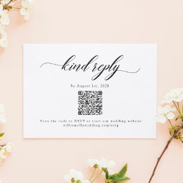 Klassieke Elegant Script Wedding QR Code RSVP Card Kaartje