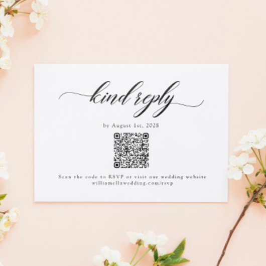 Klassieke Elegant Script Wedding QR Code RSVP Card Kaartje