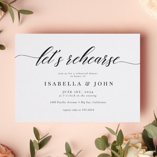 Klassieke Elegant Script Wedding Rehearsal Dinner Kaart