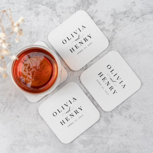 Klassieke Elegant Script Wedding Rehearsal Dinner Kartonnen Onderzetters