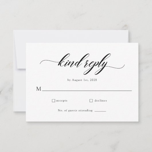 Klassieke Elegant Script Wedding RSVP Kaart (Voorkant)