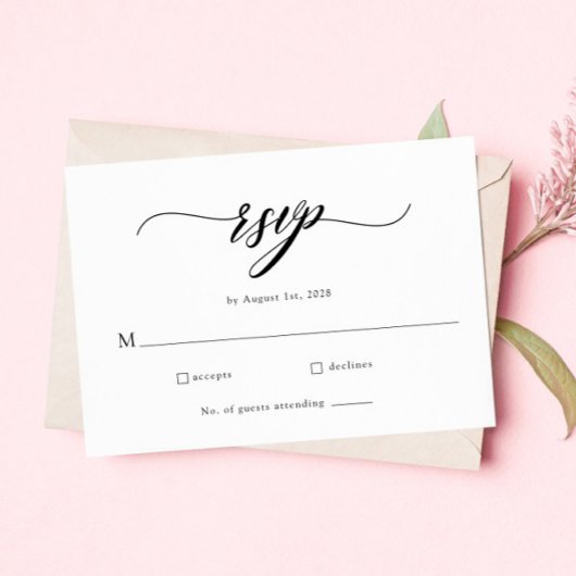 Klassieke Elegant Script Wedding RSVP Kaart