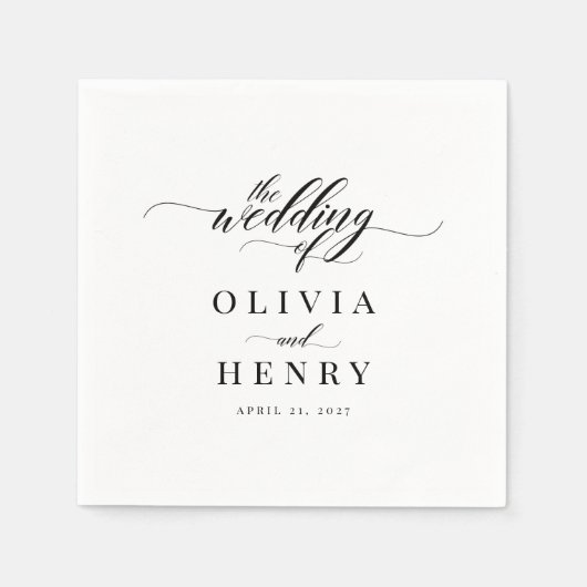 Klassieke Elegant Script Wedding Servet (Voorkant)