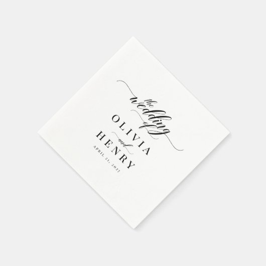 Klassieke Elegant Script Wedding Servet (Hoek)