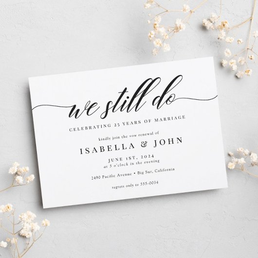 Klassieke Elegant Script Wedding Vow Renewal Kaart