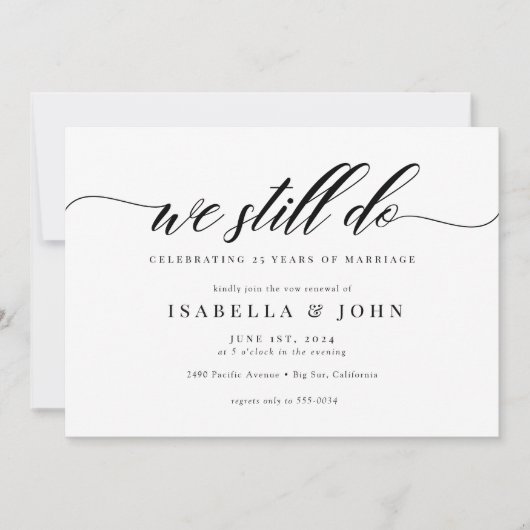 Klassieke Elegant Script Wedding Vow Renewal Kaart (Voorkant)