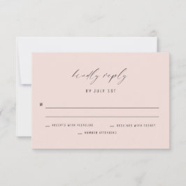 Klassieke elegant Soft Pink Wedding Reply Card Kaart