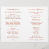 Klassieke Elegant Terracotta Oranje Wedding Progra (Achterkant)