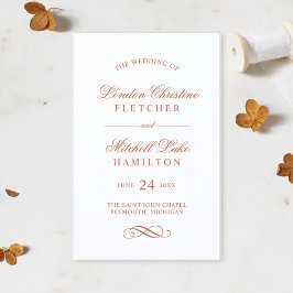 Klassieke Elegant Terracotta Oranje Wedding Progra