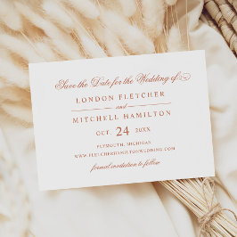 Klassieke Elegant Terracotta Oranje Wedding Save The Date